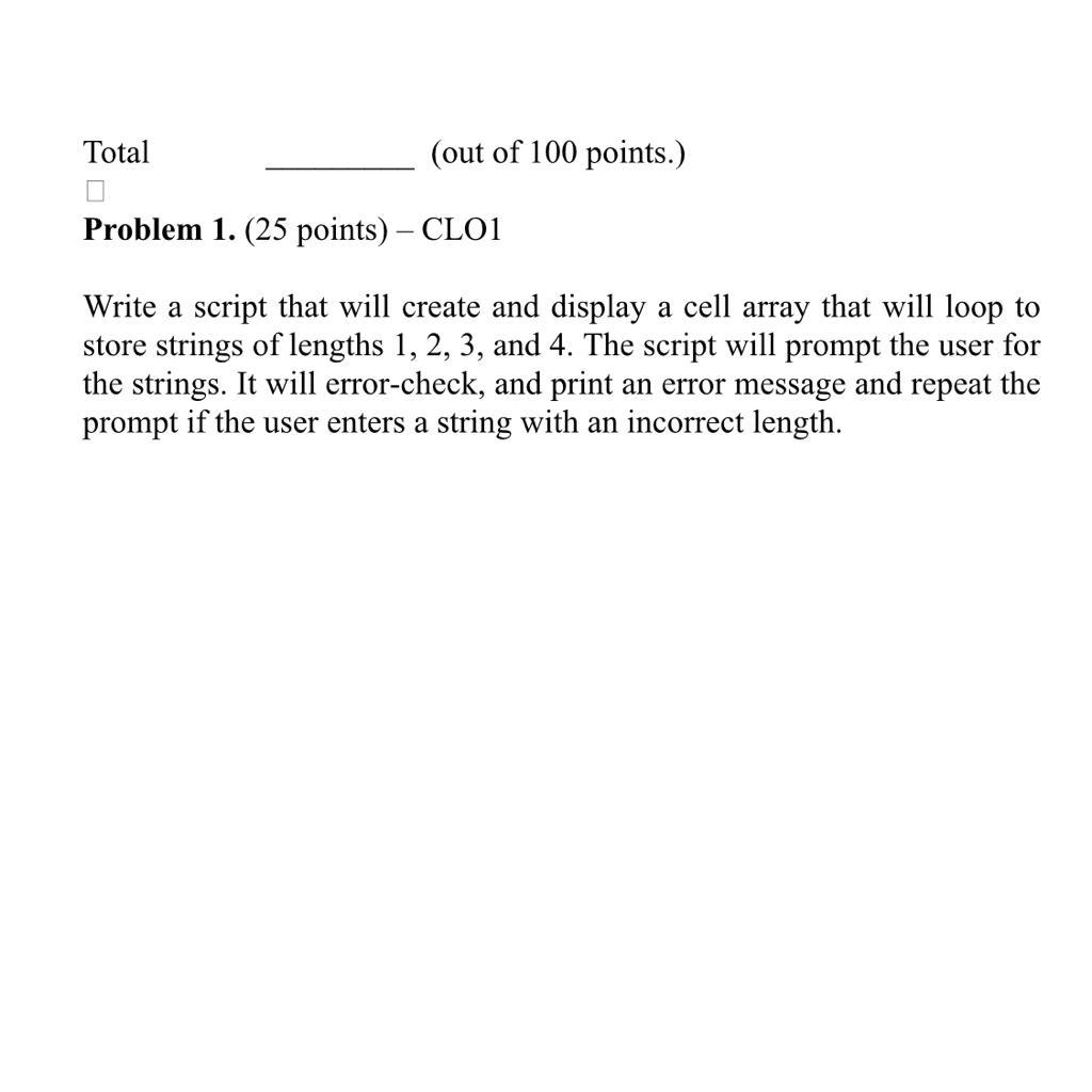  Write a script that will create and display a cell array