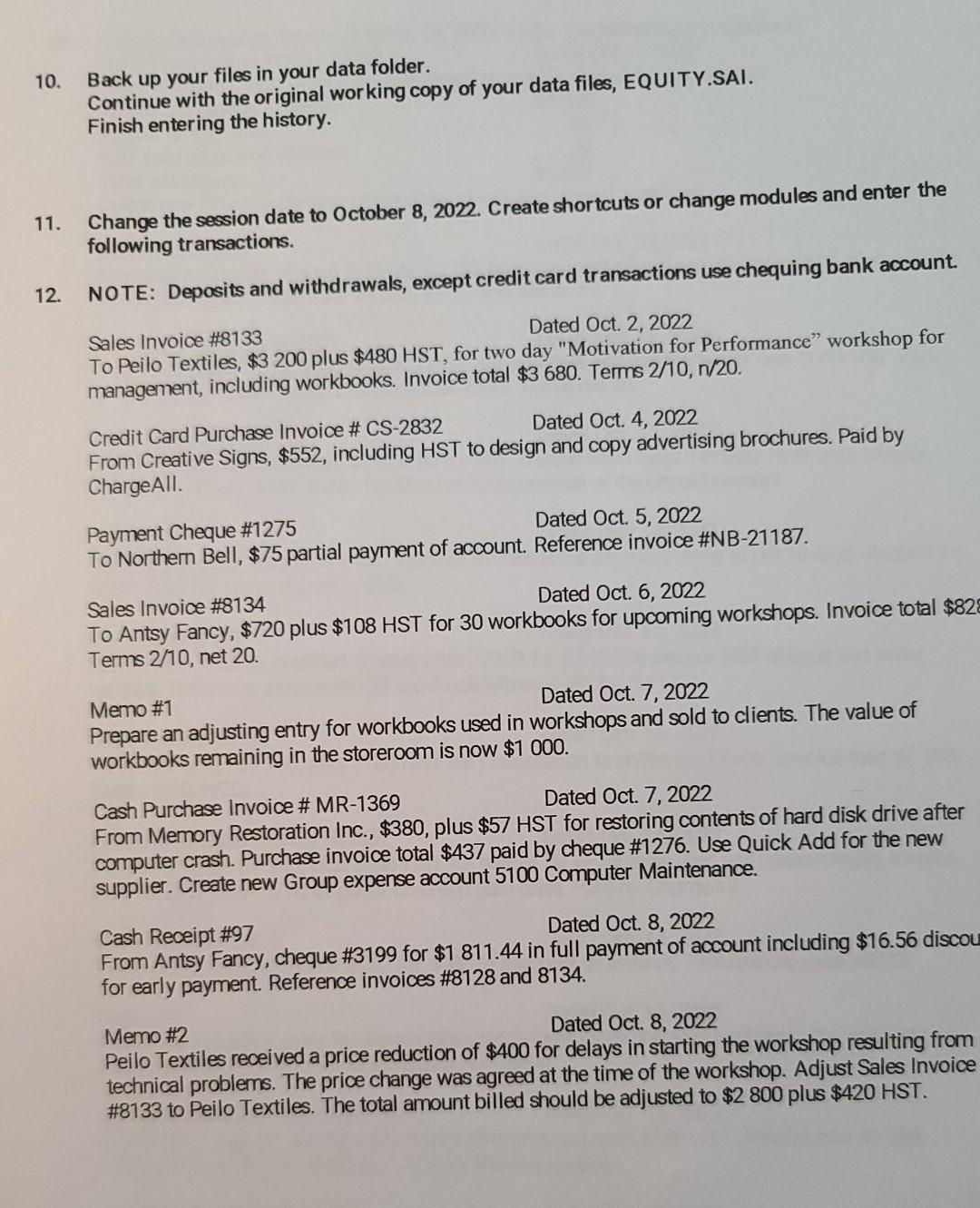  10. Back up your files in your data folder. Continue with