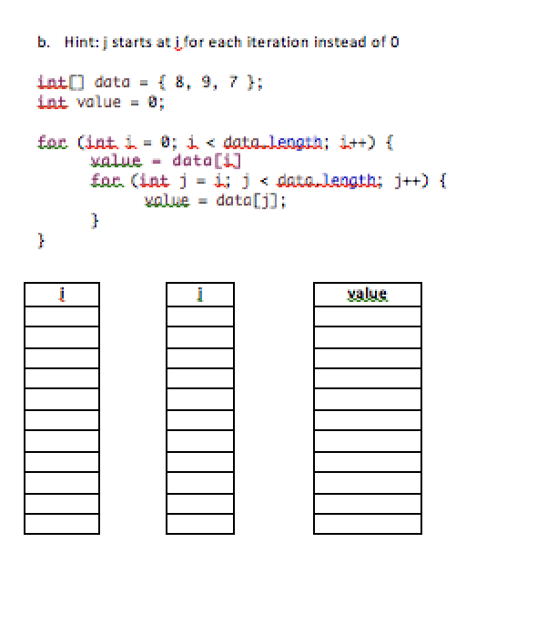using the table on the right Show every time a variable is