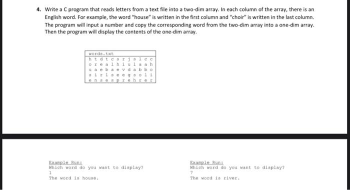 c programm 4. Write a C program that reads letters from a