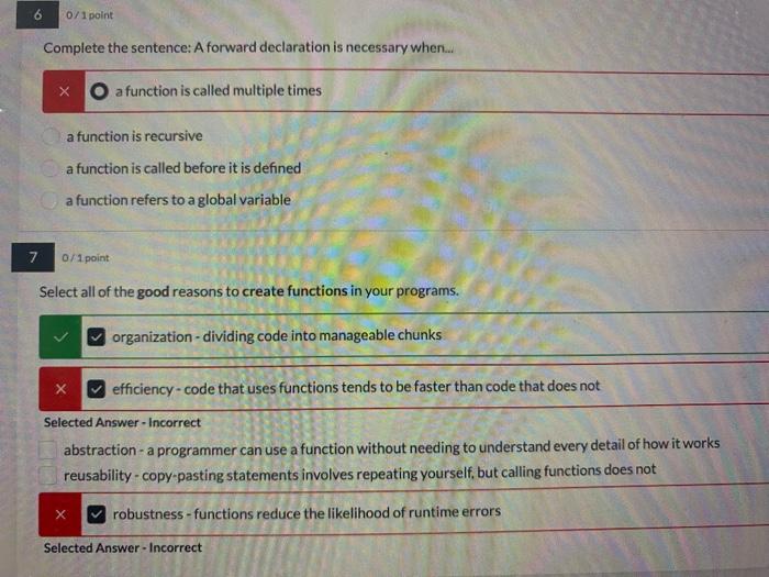  Complete the sentence: A forward declaration is necessary when... a function