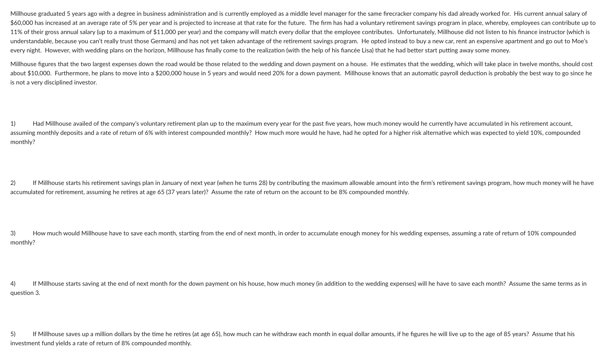  Please answer all 5 part showing work for every question 