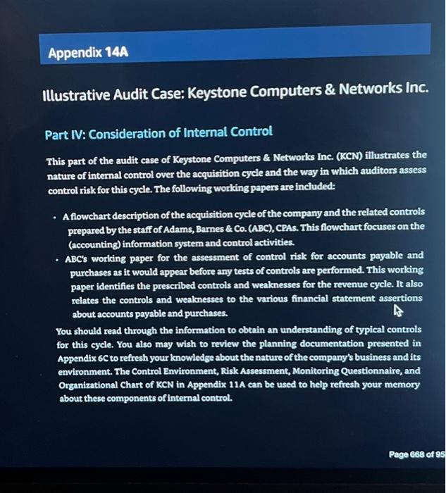 Appendix 14A. Appendix 14A Illustrative Audit Case: Keystone Computers \& Networks Inc.