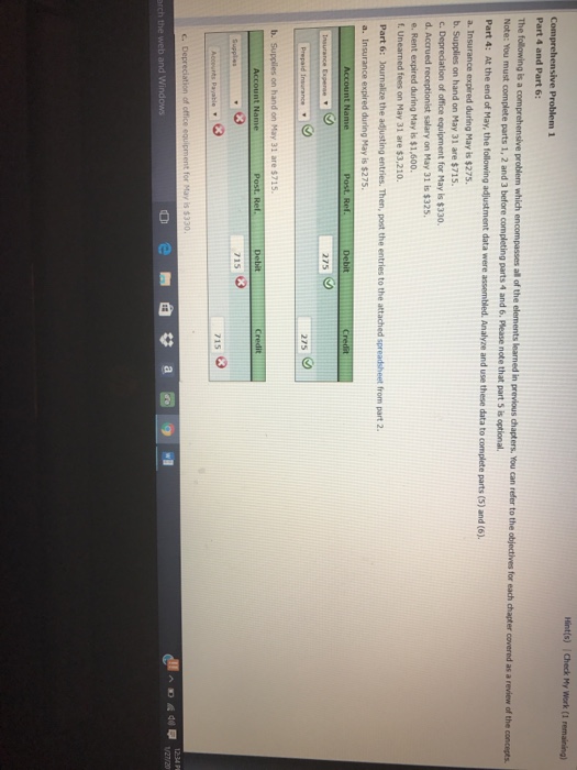  Hint(s) Check My Work (1 remaining) Comprehensive Problem 1 Part 4