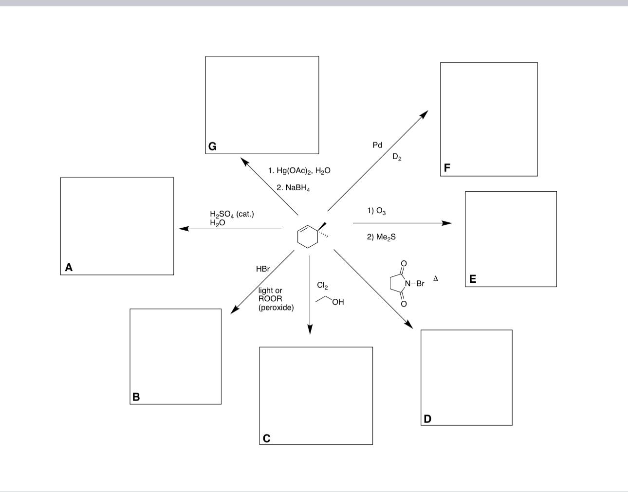 kindly help answer them. CH2Cl2PCC E 1. PhMgCl 2. H3O+ CH2Cl2PCC E