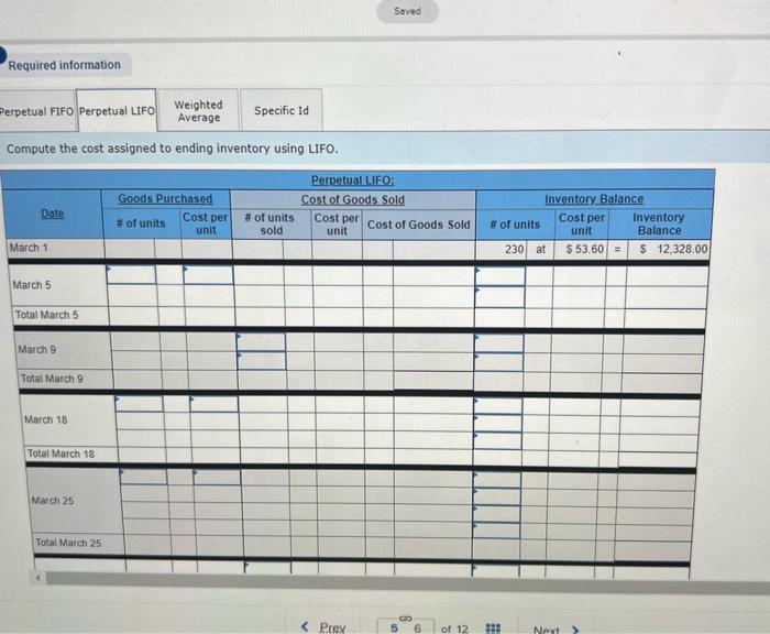 avaliable for sale. Required Information [The following information applies to the questions