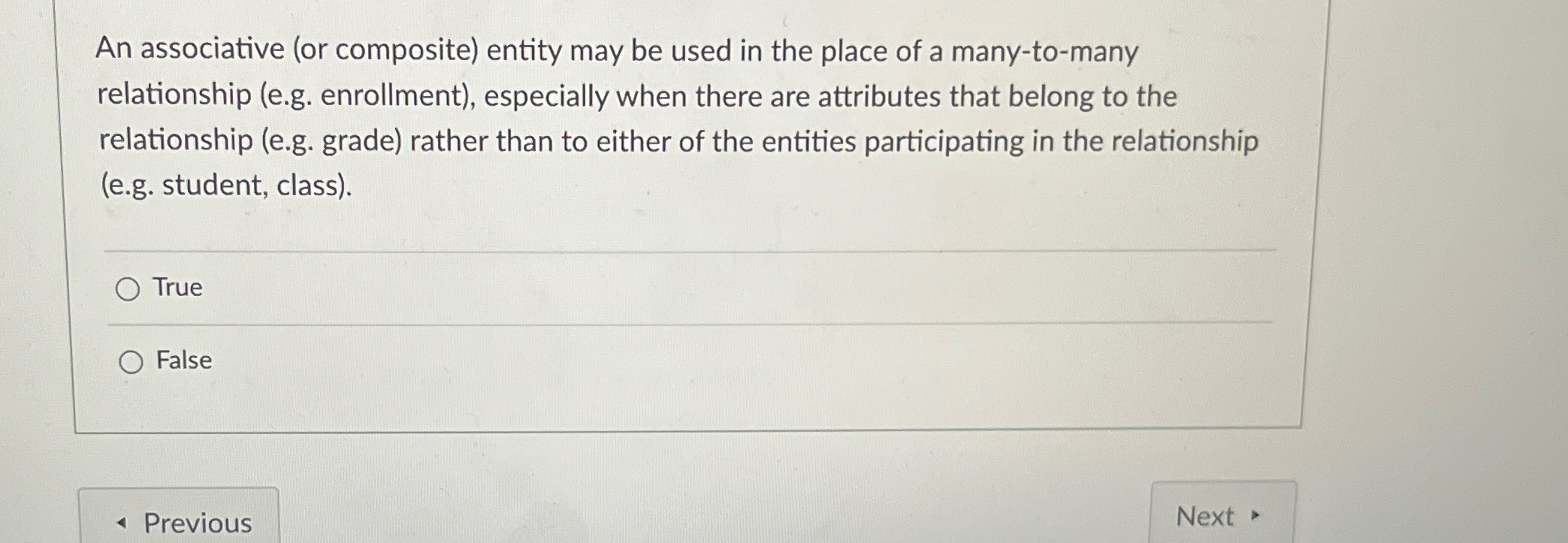  An associative (or composite) entity may be used in the place