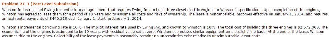 Problem 21-3 (Part Level Submission) Winston Industries and Ewing Inc. enter