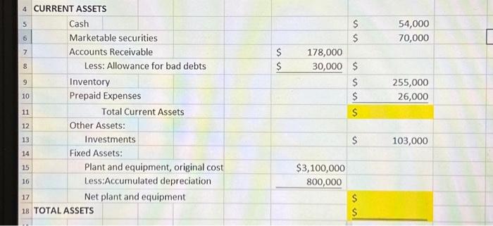  answer the yellow square with the excel formula 