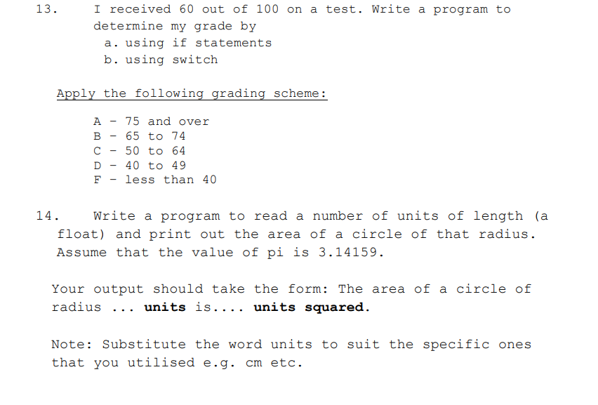 number of degrees Celsius (C), and print as a "float" the equivalent