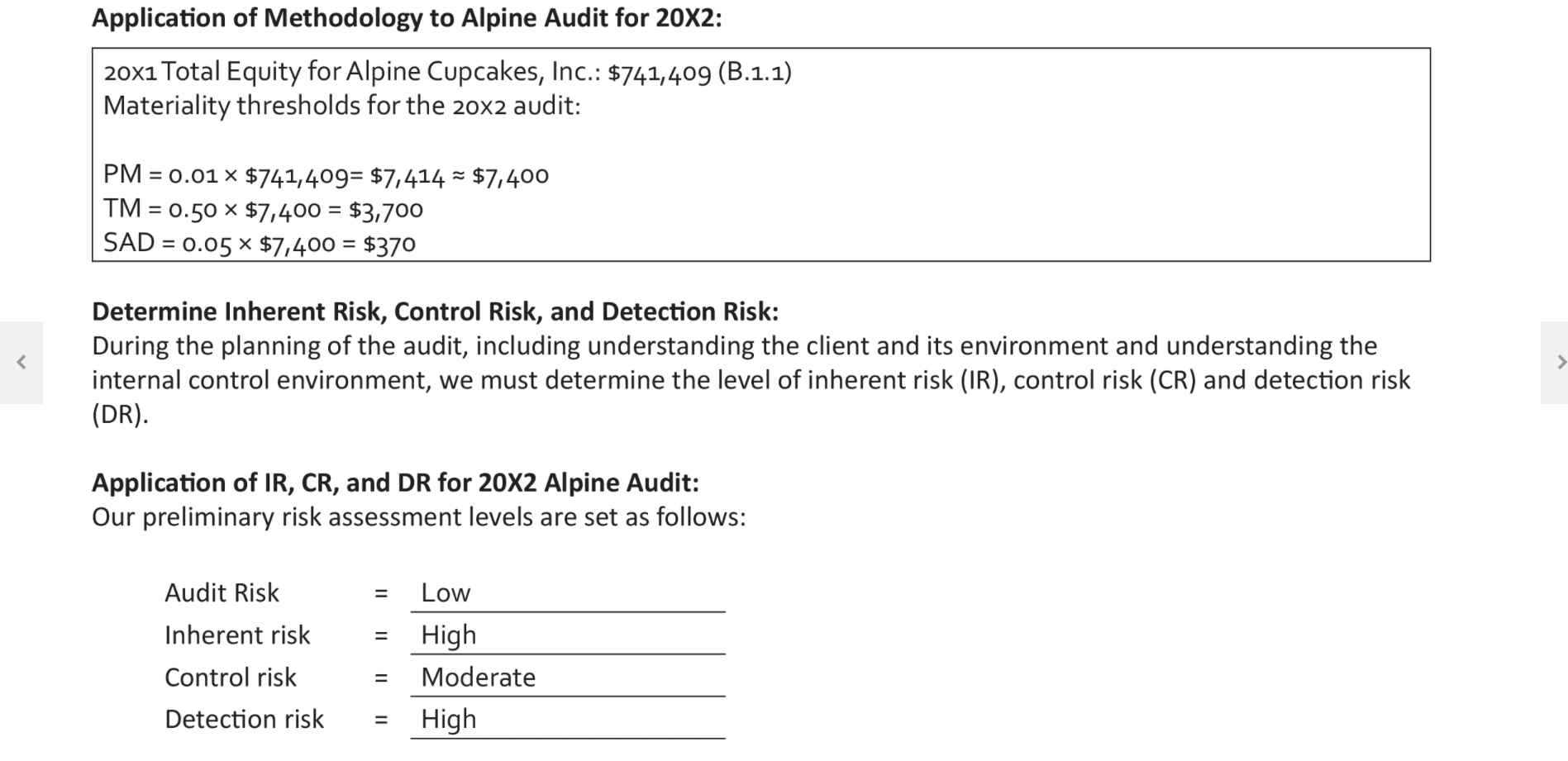 this assessment be altered to correctly reflect the appropriate risk assessment of