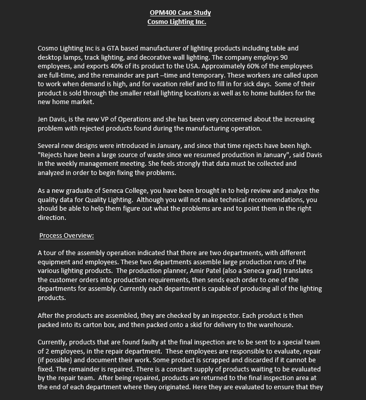 OPM400 Case Study Cosmo Lighting Inc. Cosmo Lighting Inc is a