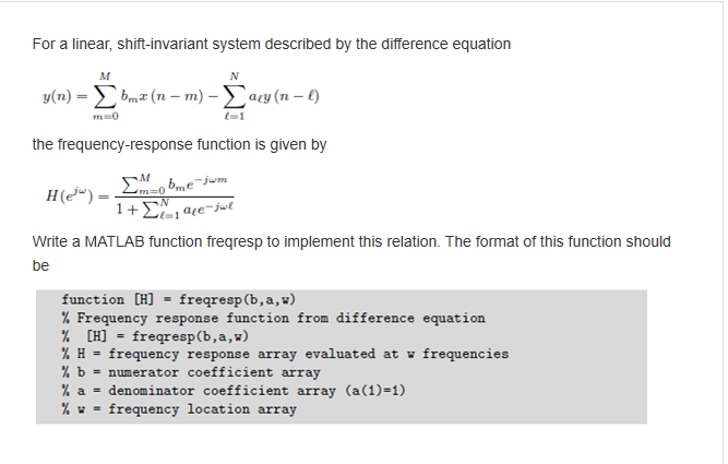  For a linear, shift-invariant system described by the difference equation y(n)-.nz