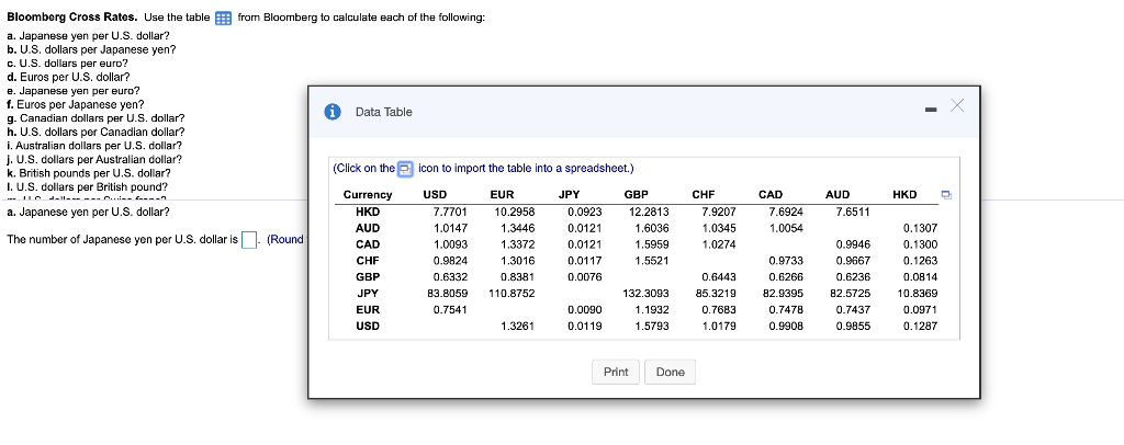 dollars per Japanese yen? c. U.S. dollars per euro? d. Euros per