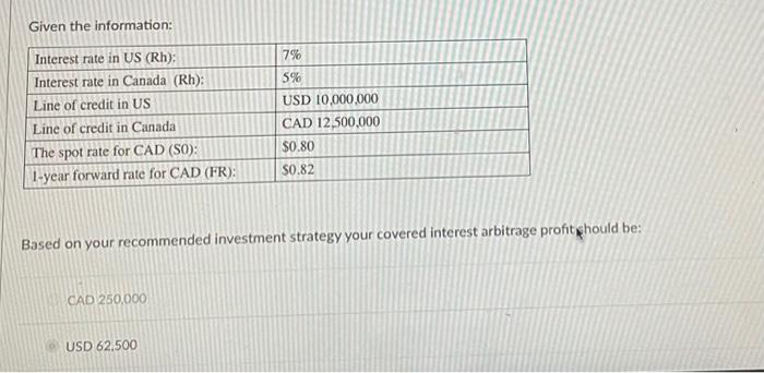  Given the information: Interest rate in US (Rh): Interest rate in
