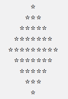 Use the loops to write an application that prints the following diamond