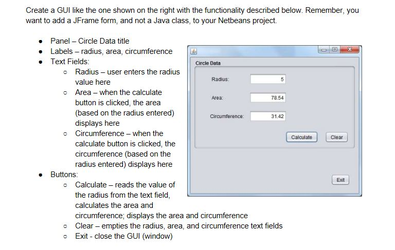  Create a GUI like the one shown on the right with