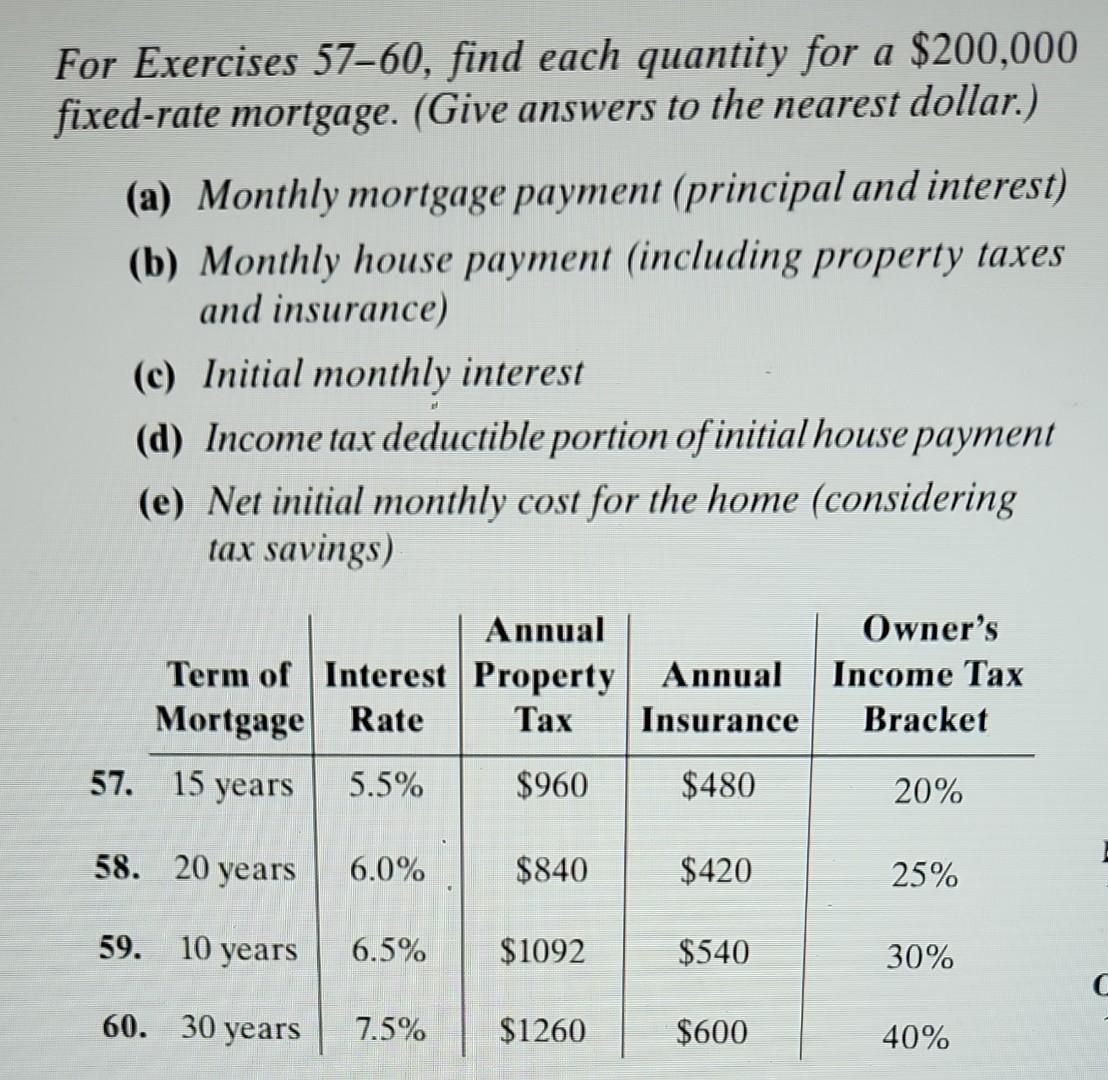  I only need the answer for number 58 For Exercises 57-60,