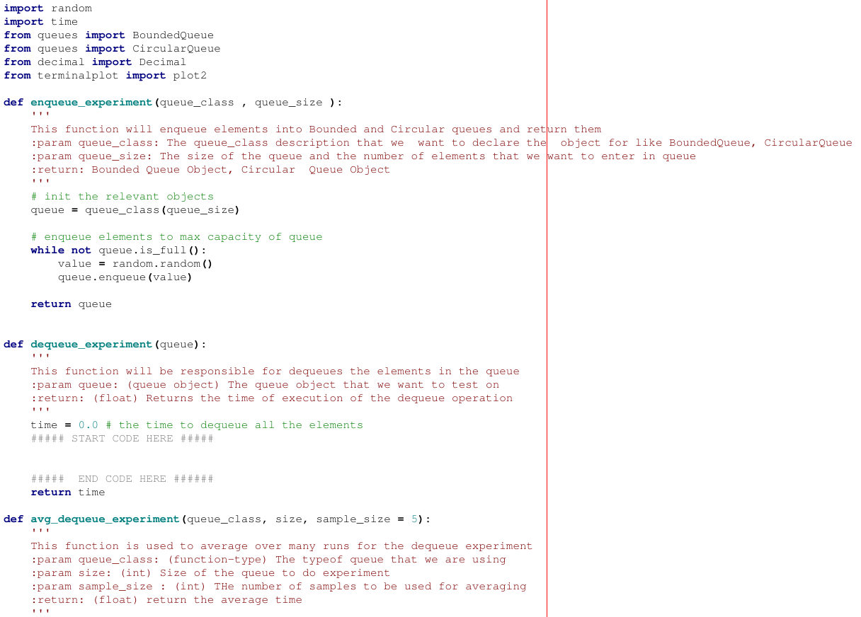 dequeue() methods in the Bounded Queue and the Circular Queue. In the