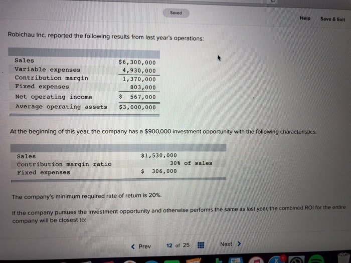  Saved Help Save & Exit Robichau Inc. reported the following results