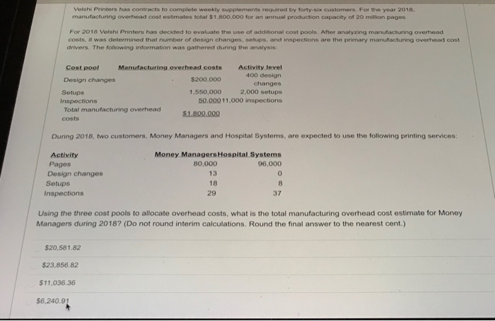  Velshi Printers has contracts to complete weekly supplements required by forty-six