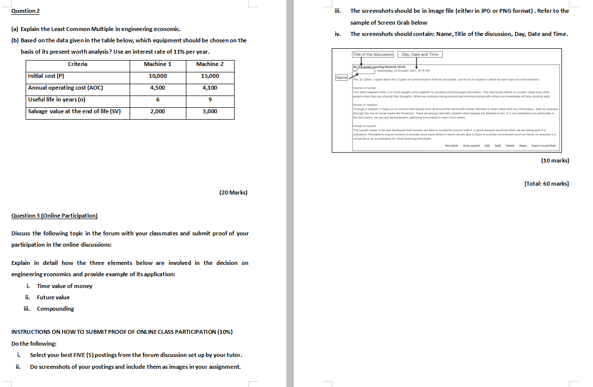  Question 2 iii. The screenshots should be in image file (either