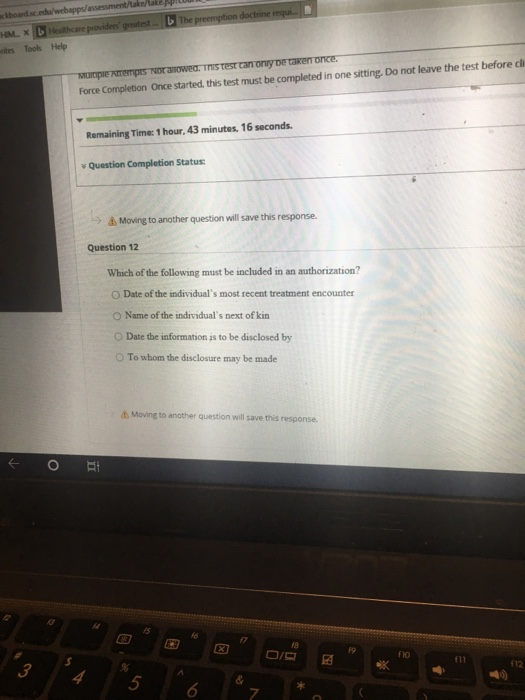  Health informatics tes Tools Help Force Completion Once started,this test must