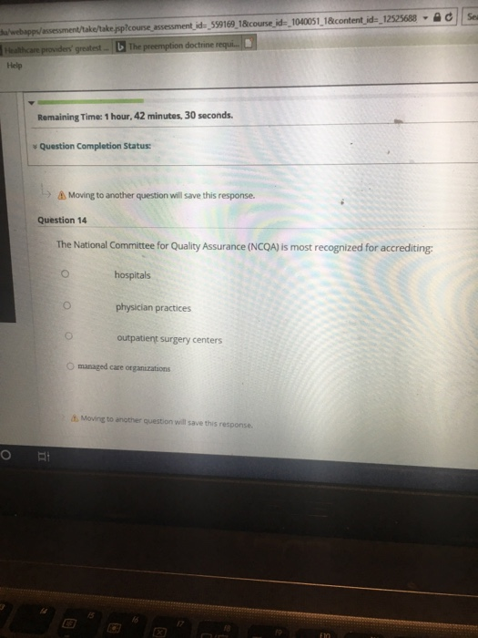 1 hour, 43 minutes, 16 seconds v Question Completion Status > Moving
