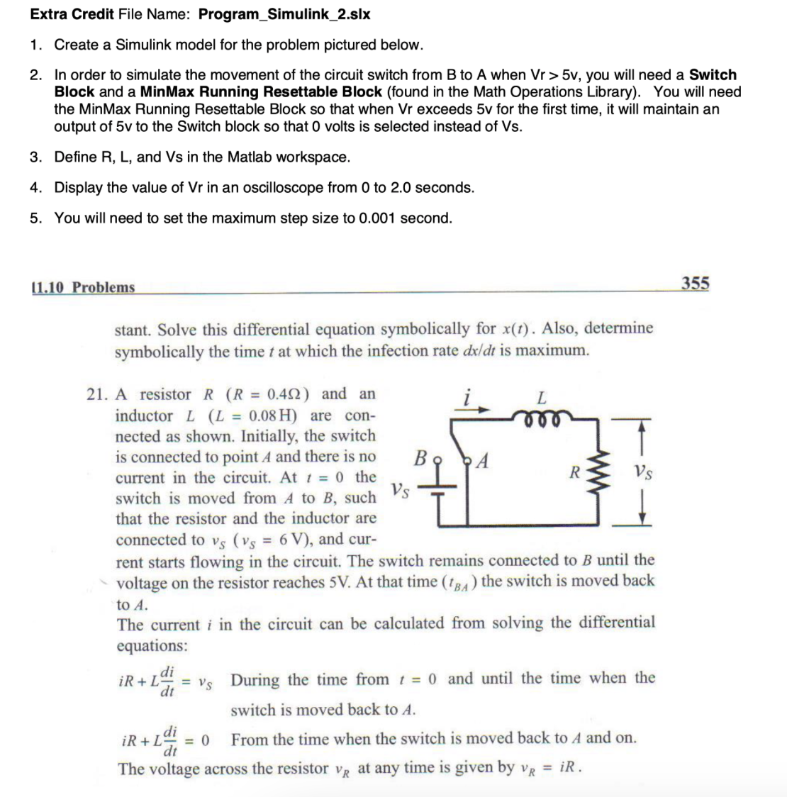 in matlab plz using Simulink Extra Credit File Name: Program_Simulink_2.slx 1. Create
