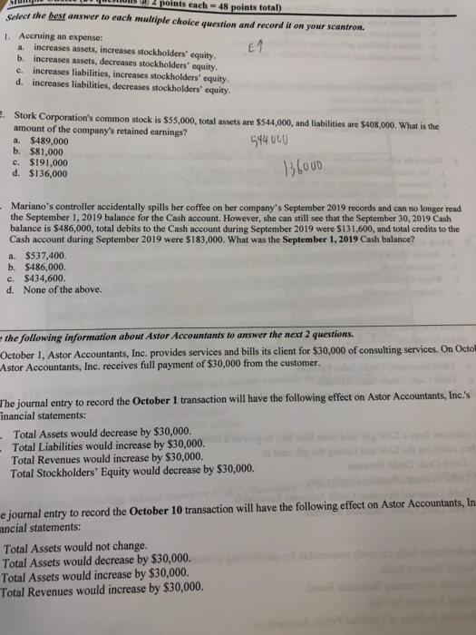  MUP U UCUNIS 22 D n 2 points each 48 points