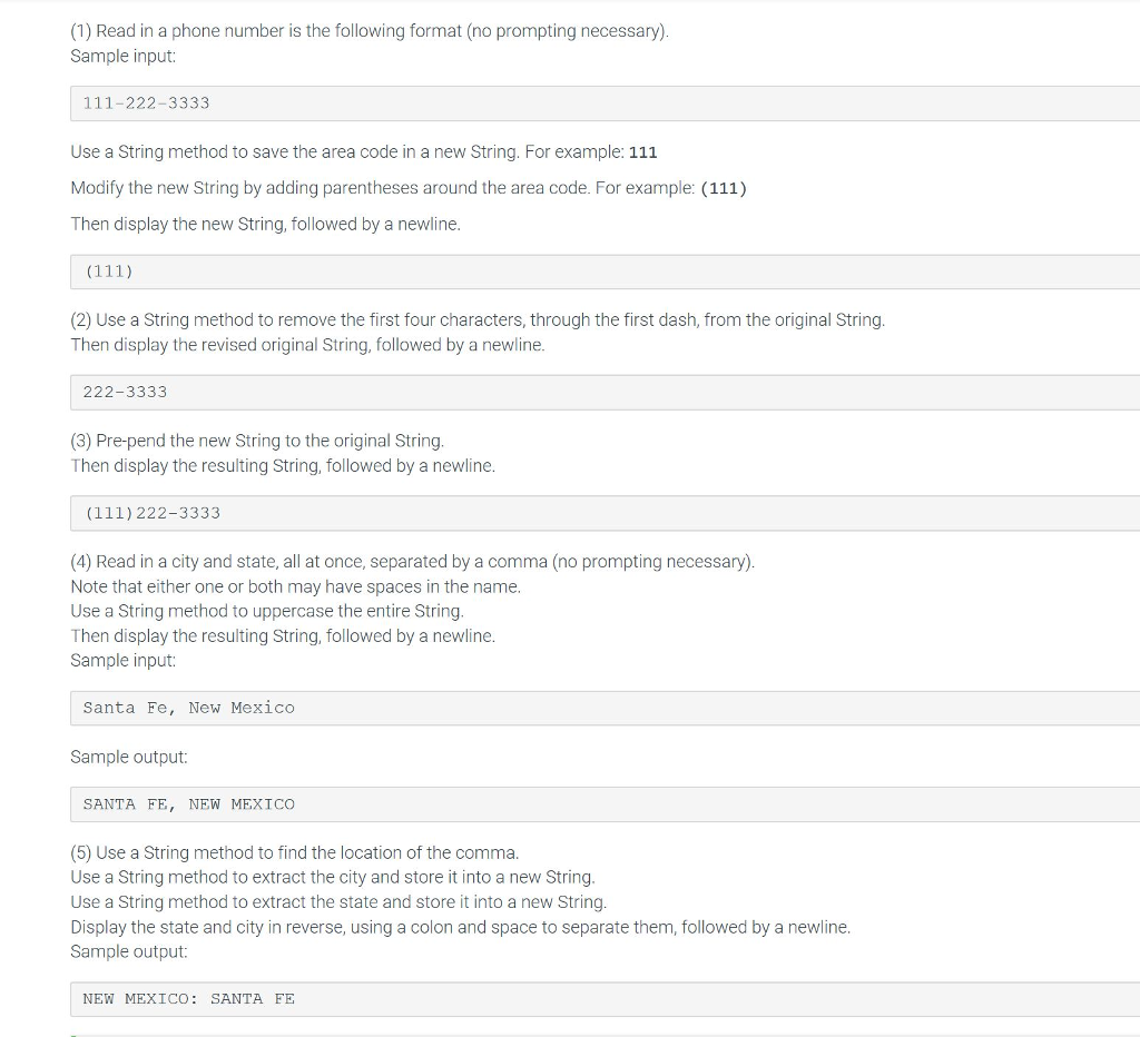 java;kjdfh Java HELP (1) Read in a phone number is the following
