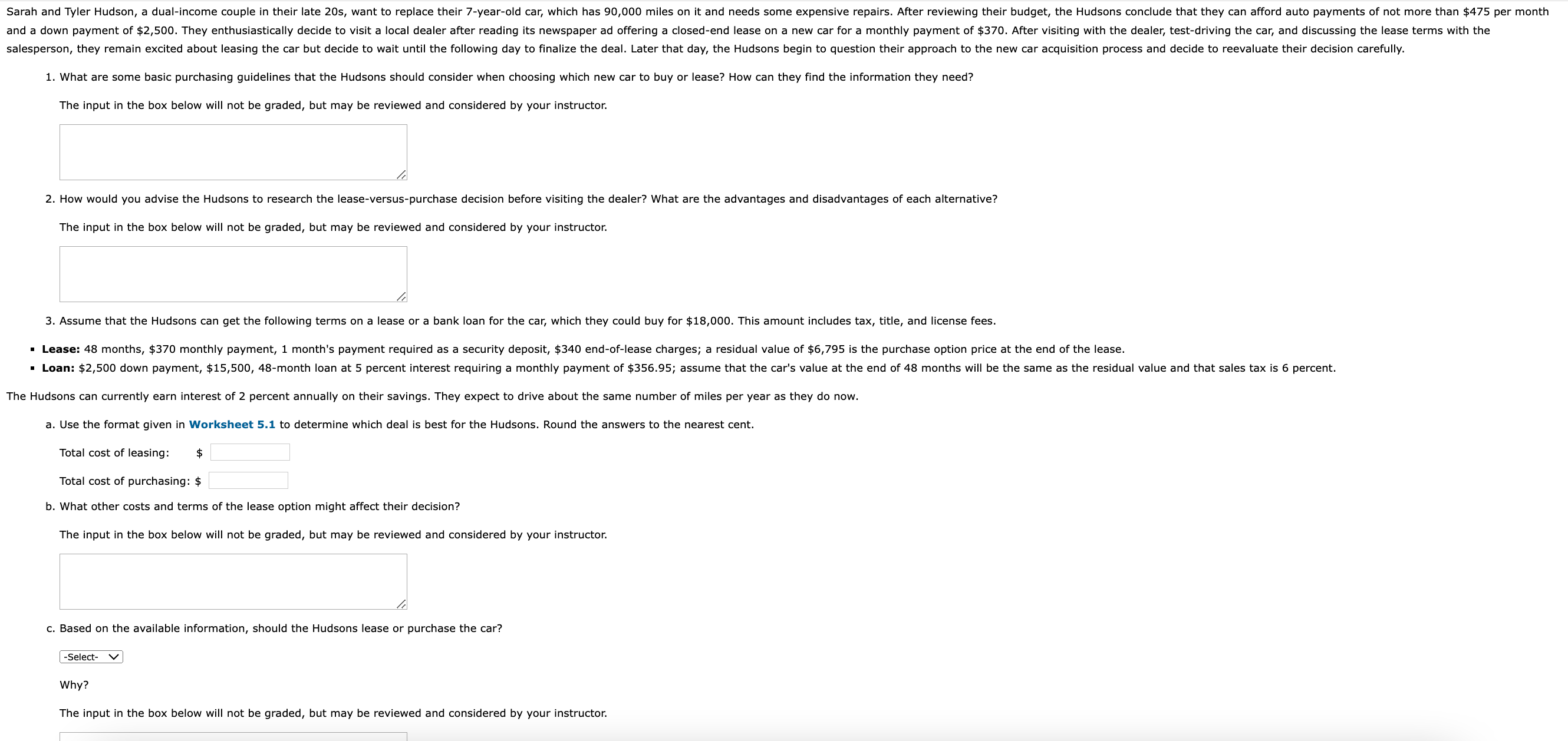  1. What are some basic purchasing guidelines that the Hudsons should