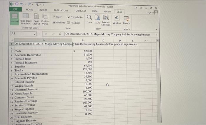 Cell Referencing Maple Moving Company has provided a list of its account