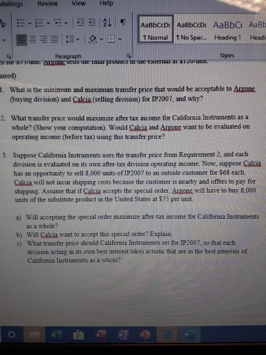 Normal 1 No Spac. Heading 1 Head Paragraph Styles Problem 4) Transfer