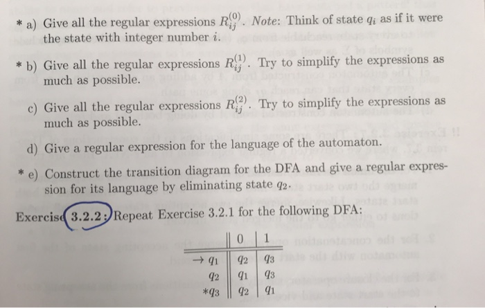  * a) Give all the regular expressions R. Note: Think of
