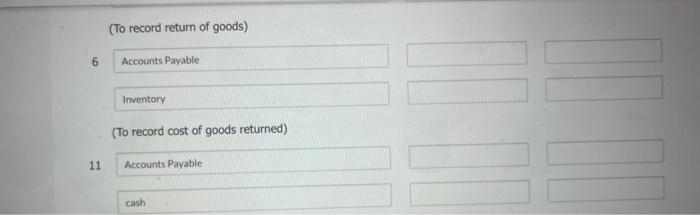 perpetual inventory system. (List all debit entries before credit entries. Credit account