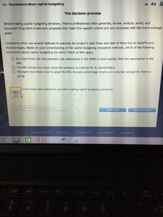  11. Conclusions about capital budgeting Aa Aa The decision process Before