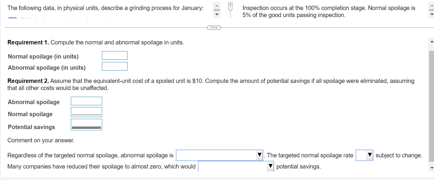  The following data, in physical units, describe a grinding process for