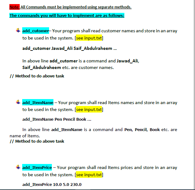 that shall be used to store different data like: Customer names. Item