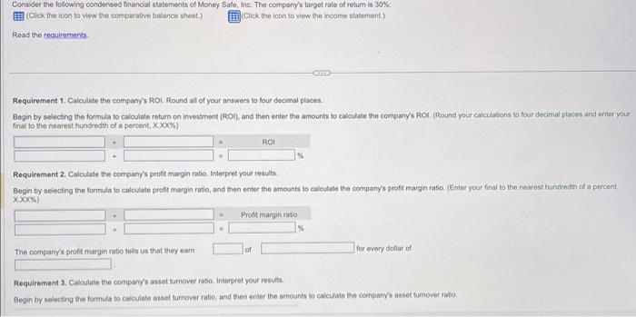 (Click the icon to view the comparative bolance sheot) Click the icon