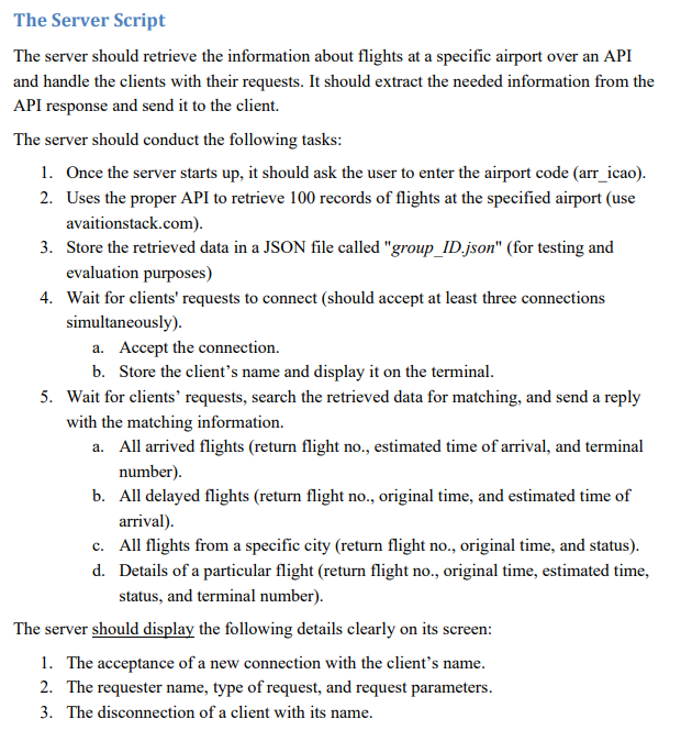 pleas complete the server code and check if the client and servers
