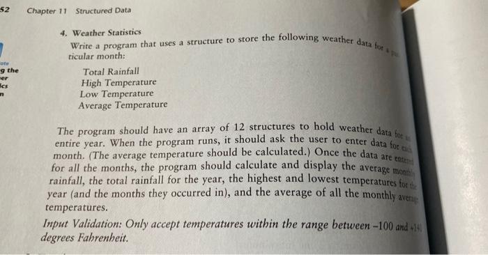  output should be like as below 4. Weather Statistics Write a