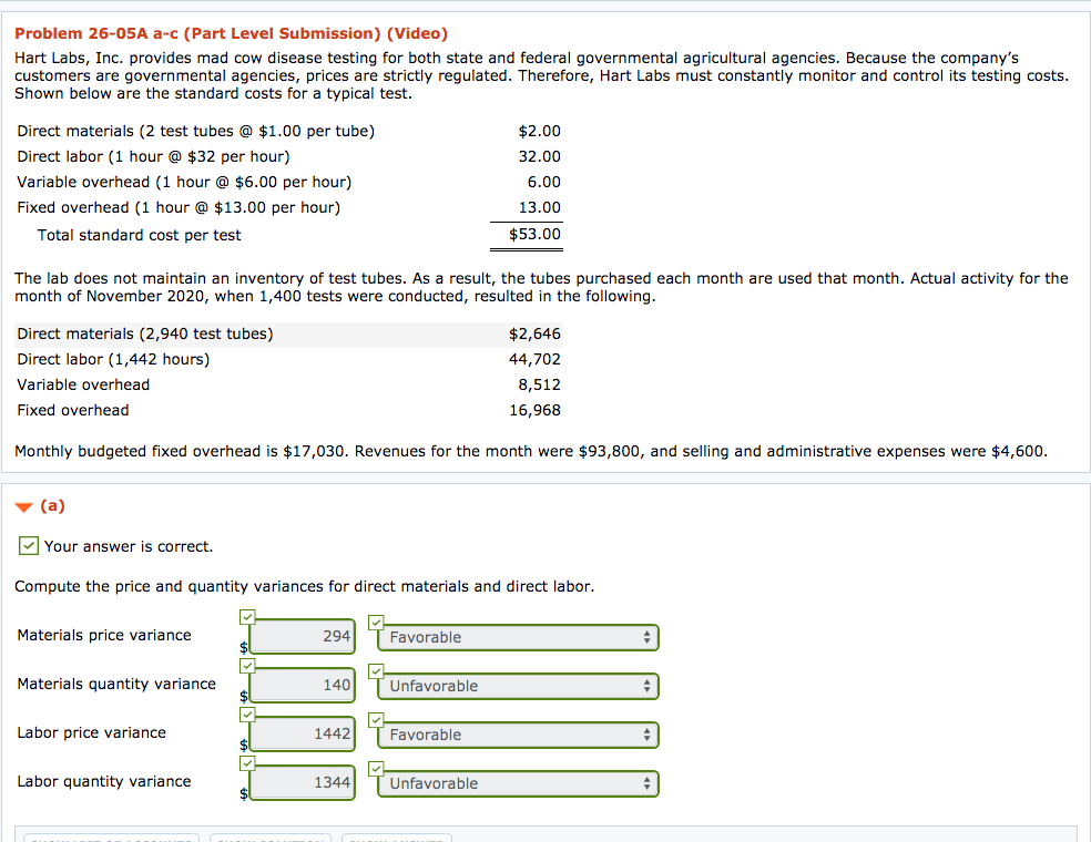 Compute the total overhead variance. Total Overhead variance Problem 26-05A a-c (Part