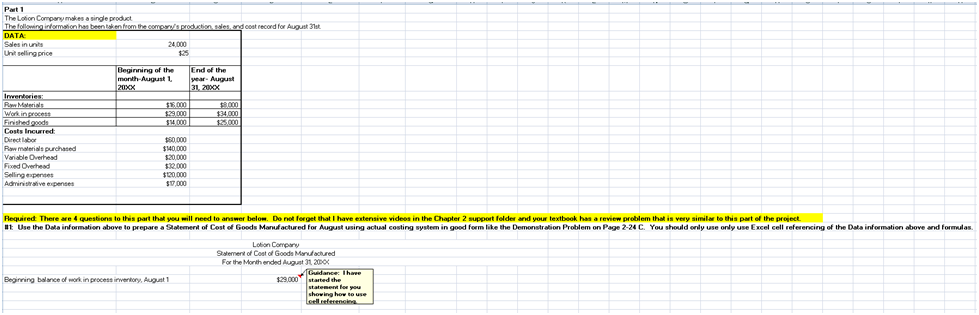 of cost of goods manufactured. 2. Develop a statement of cost of