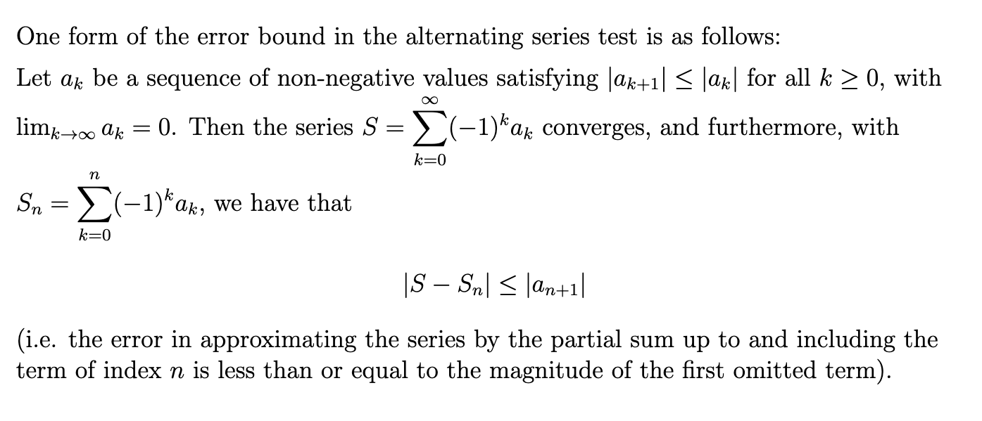 approximate the sum of the following alternating series: k=0(1)kk4+k3+k+2k2+1 so that the
