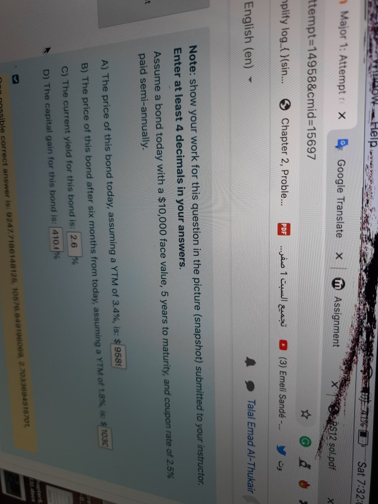 Help Sat 7:32:0 Major 1: Attempt r X Google Translate Assignment