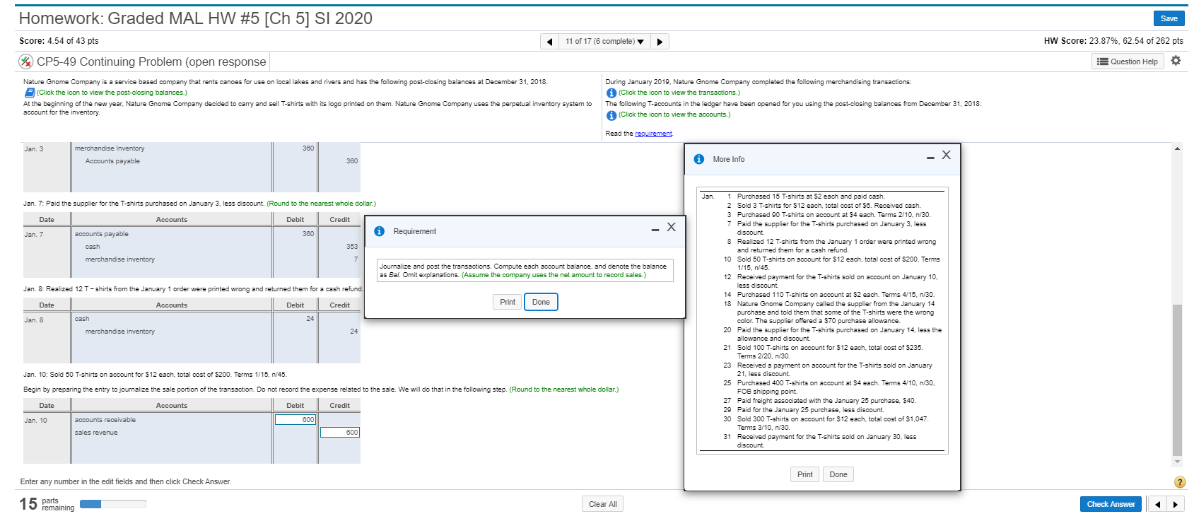 600 is incorrect for Jan 10 Homework: Graded MAL HW #5 [Ch