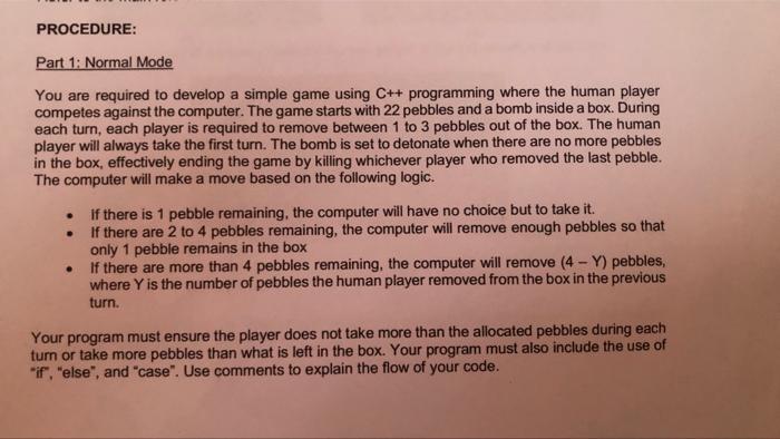 C++ programming, the output must follow the output examples given. Thanks! PROCEDURE: