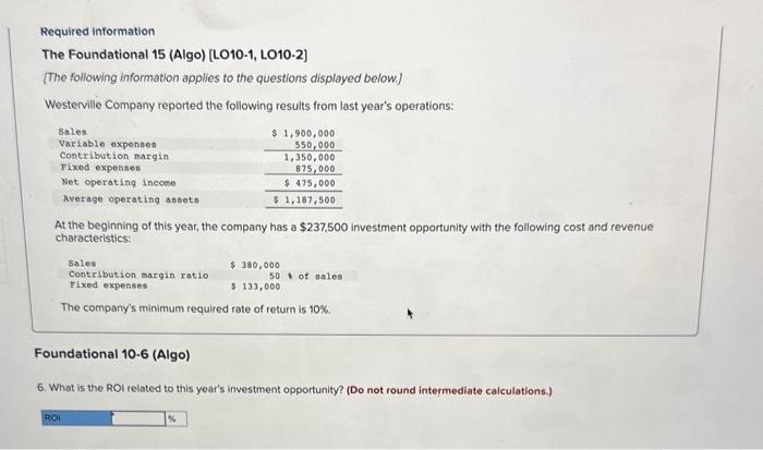 up if its correct! Required information The Foundational 15 (Algo) [LO10-1, LO10-2]