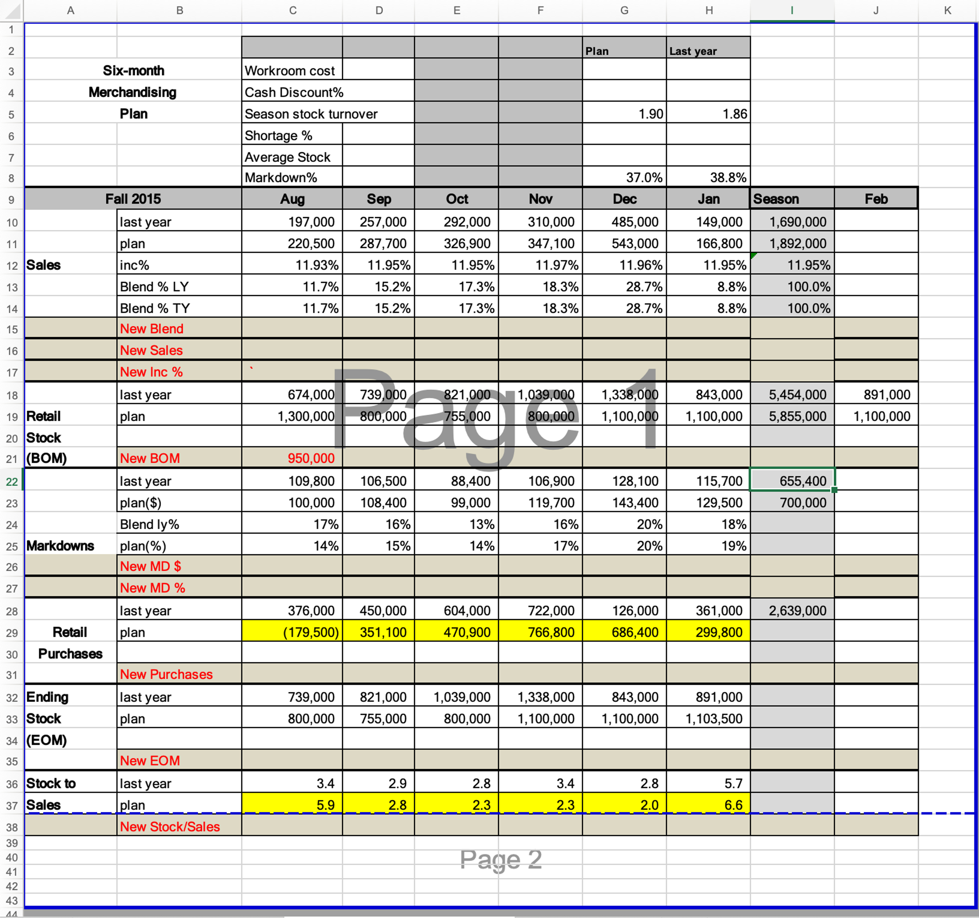  Questions Complete the spreadsheet on the worksheet provided, inputting the stock-sales